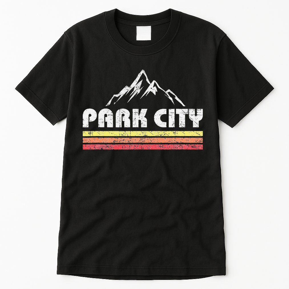 Vintage Retro Park City Utah Mountain Faded Bars Ski Sports Tall T-Shirt