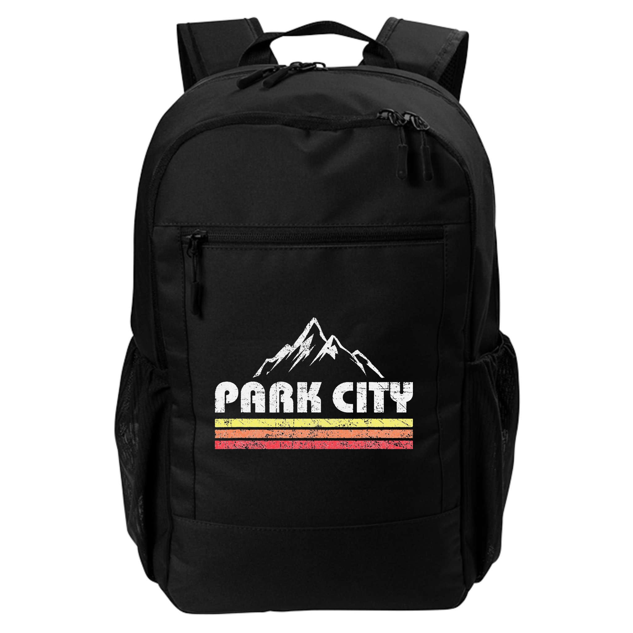 Vintage Retro Park City Utah Mountain Faded Bars Ski Sports Backpack