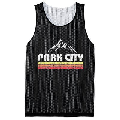 Vintage Retro Park City Utah Mountain Faded Bars Ski Sports Mesh Reversible Basketball Jersey Tank