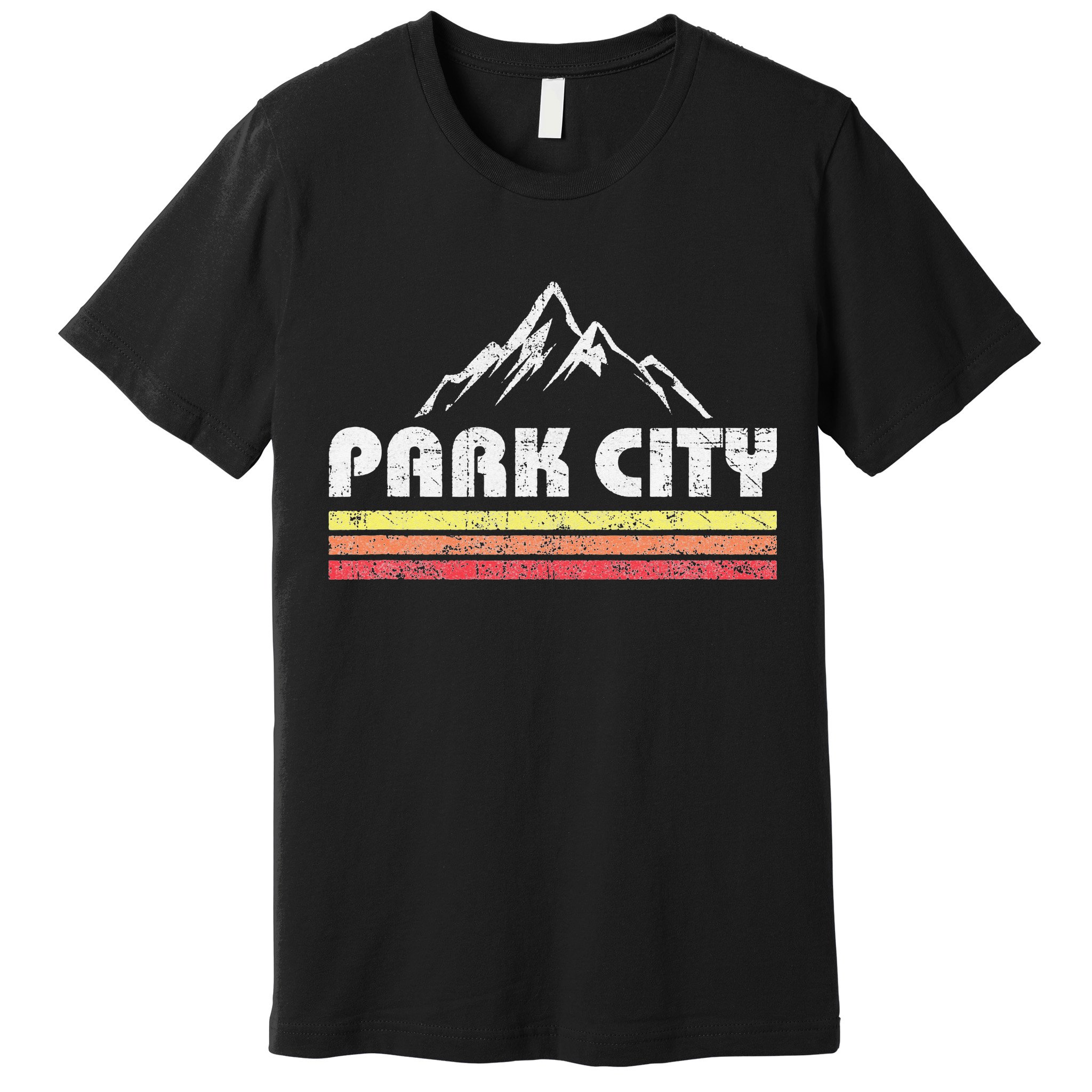 Vintage Retro Park City Utah Mountain Faded Bars Ski Sports Premium T-Shirt