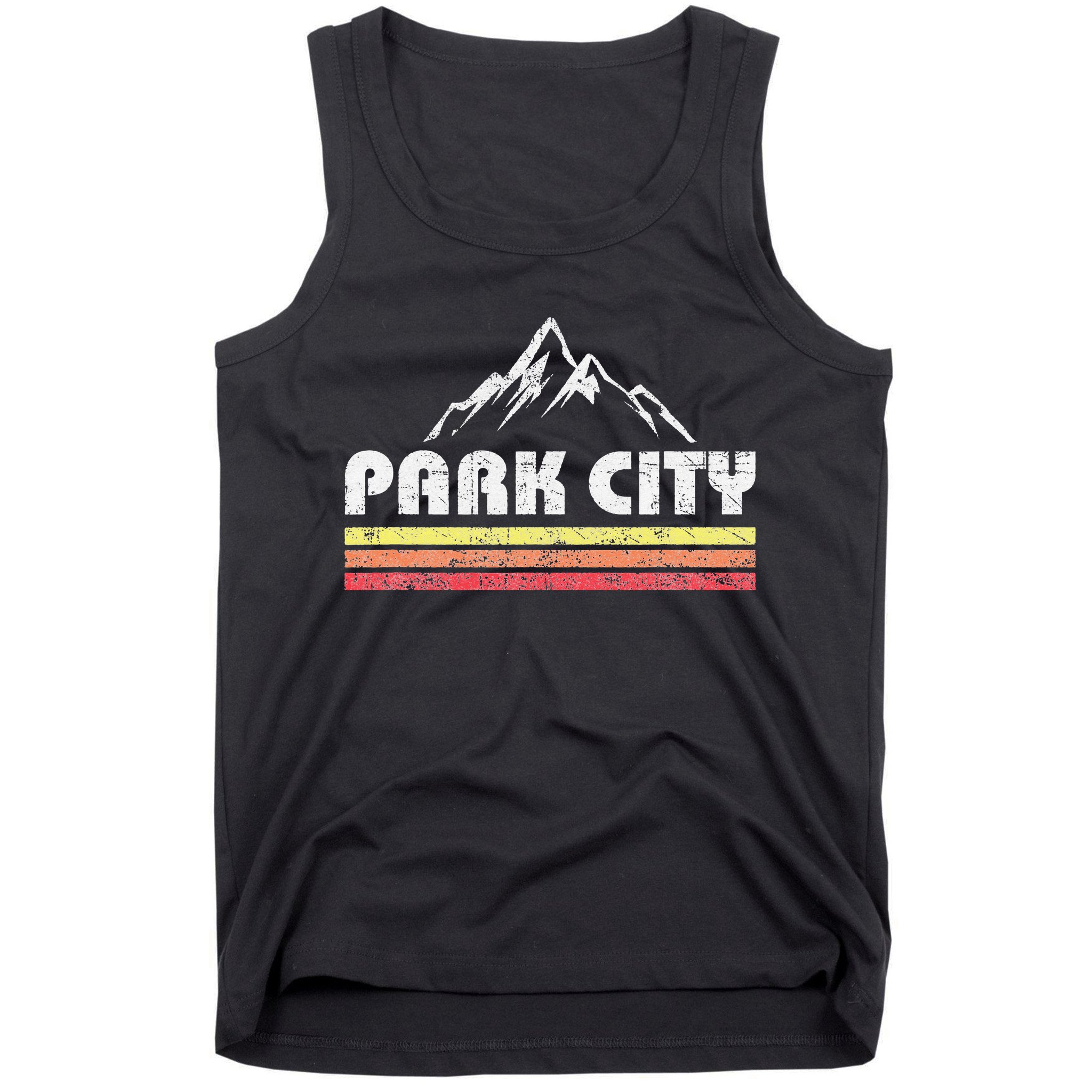 Vintage Retro Park City Utah Mountain Faded Bars Ski Sports Tank Top