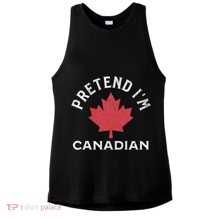 Vintage Retro Pretend Im Canadian Maple Leaf Canada Flag Ladies PosiCharge Tri-Blend Wicking Tank