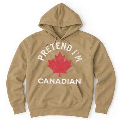 Vintage Retro Pretend Im Canadian Maple Leaf Canada Flag Hoodie
