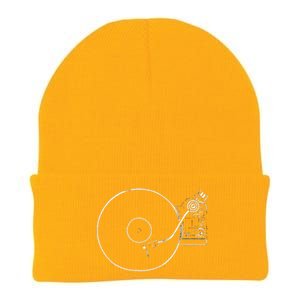 Vinyl Record Player Sketch Drawing Knit Cap Winter Beanie