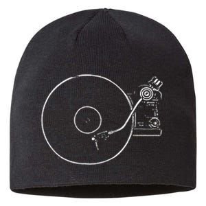 Vinyl Record Player Sketch Drawing Sustainable Beanie