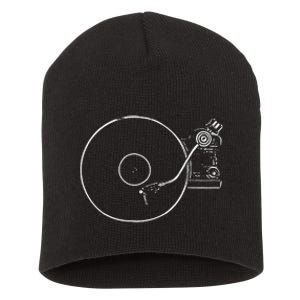 Vinyl Record Player Sketch Drawing Short Acrylic Beanie