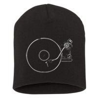 Vinyl Record Player Sketch Drawing Short Acrylic Beanie