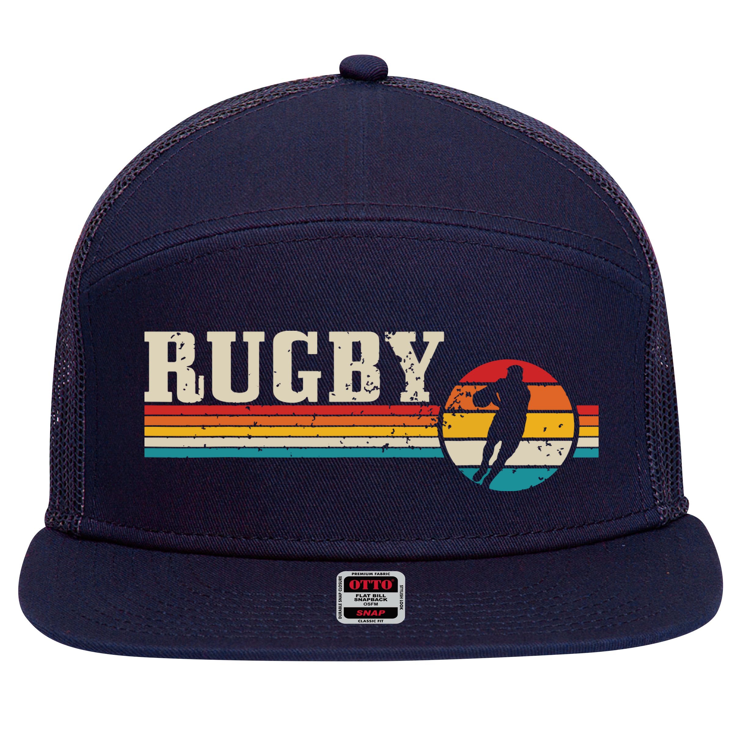 Vintage Rugby Player Sports Retro Men Boy Soccer 7 Panel Mesh Trucker Snapback Hat