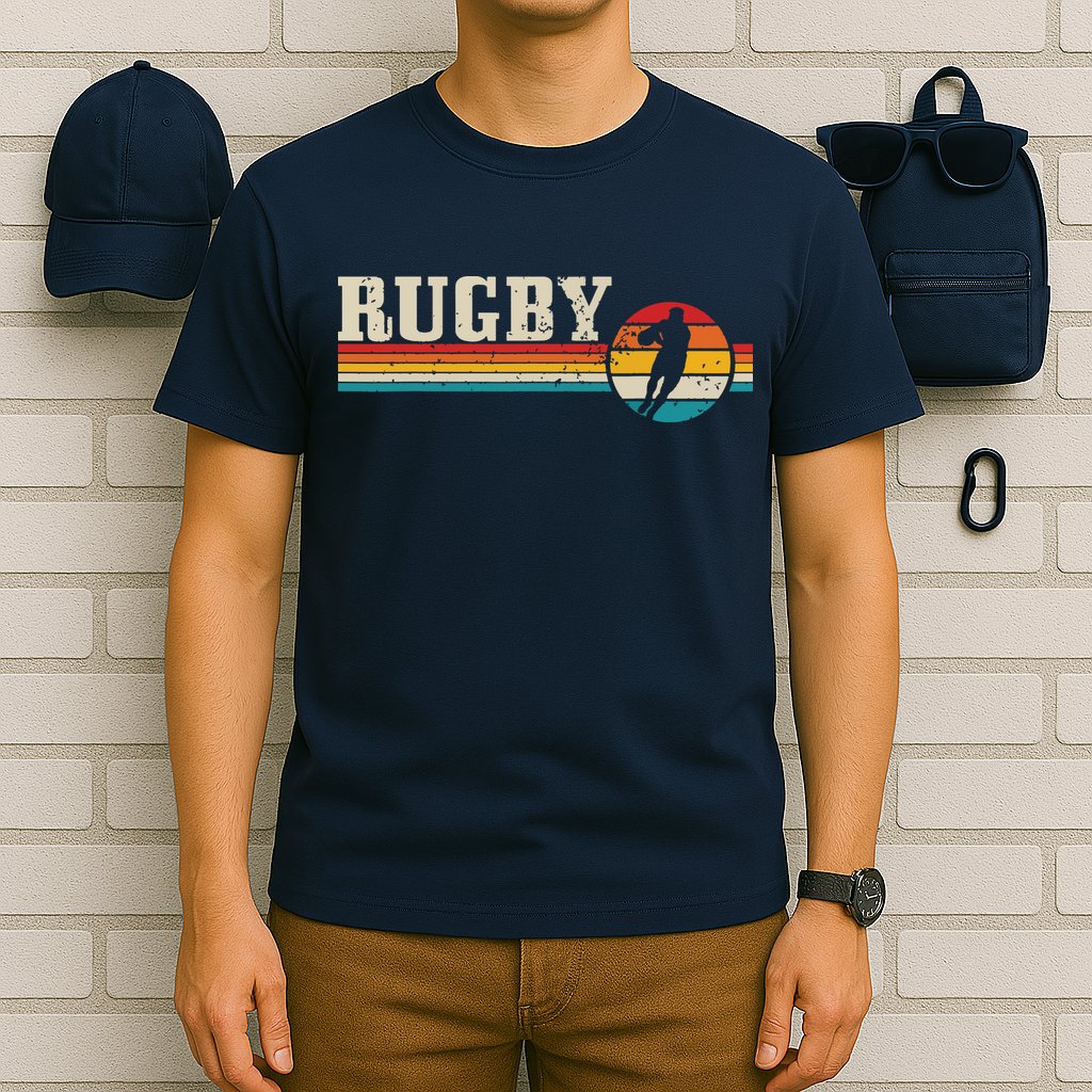 Vintage Rugby Player Sports Retro Men Boy Soccer T-Shirt
