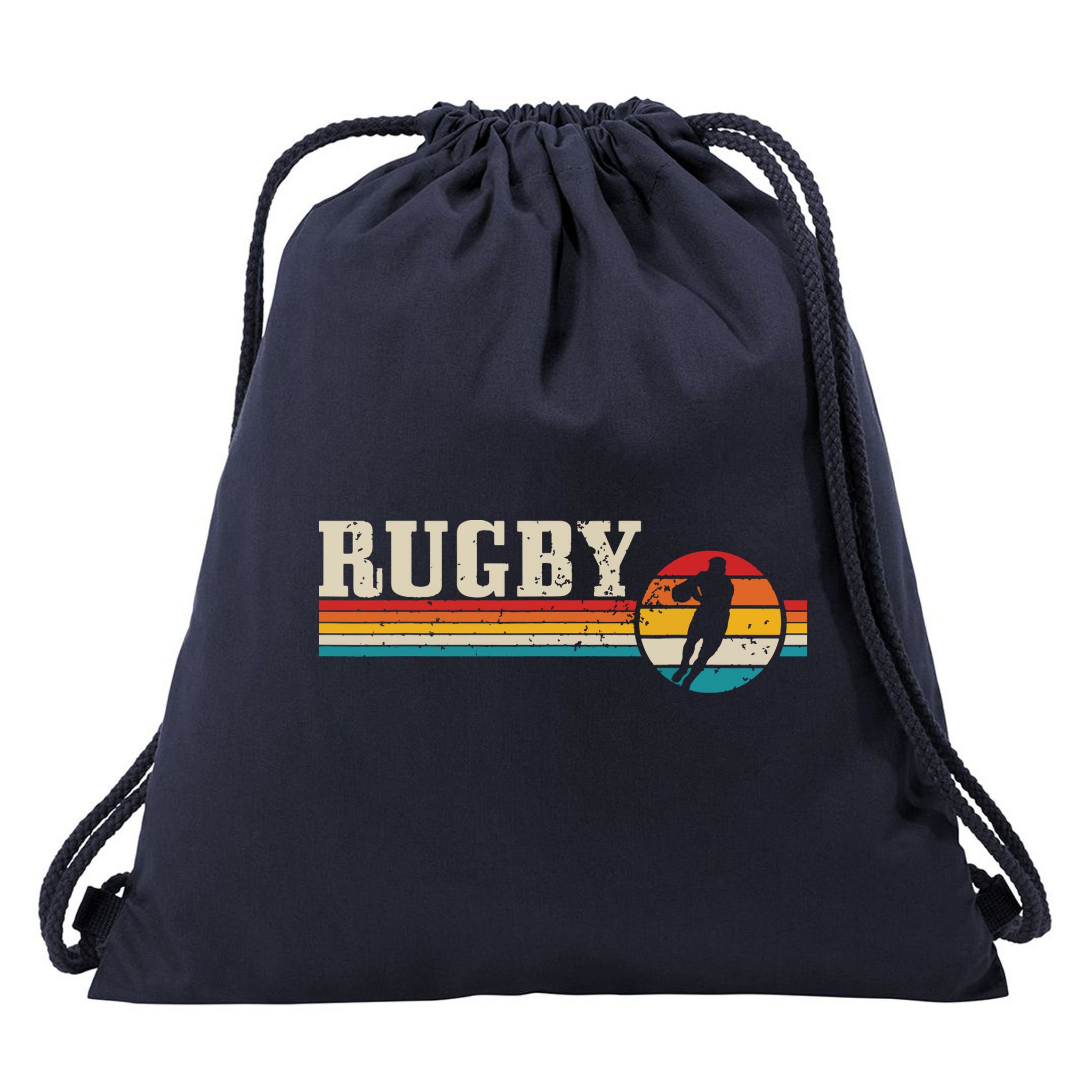 Vintage Rugby Player Sports Retro Men Boy Soccer Drawstring Bag