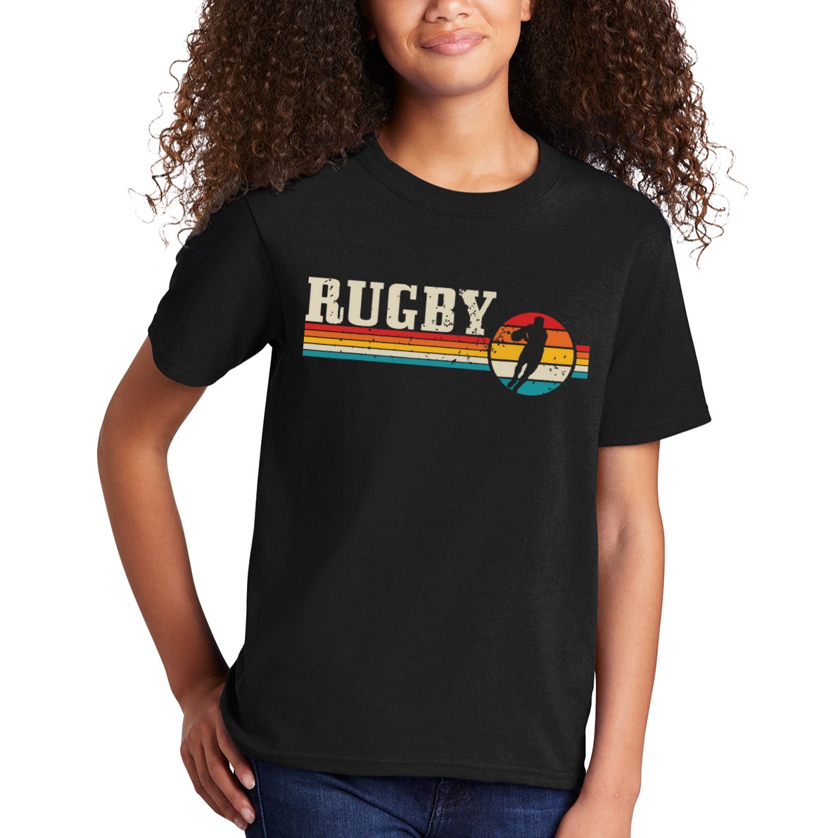 Vintage Rugby Player Sports Retro Men Boy Soccer Kids T-Shirt