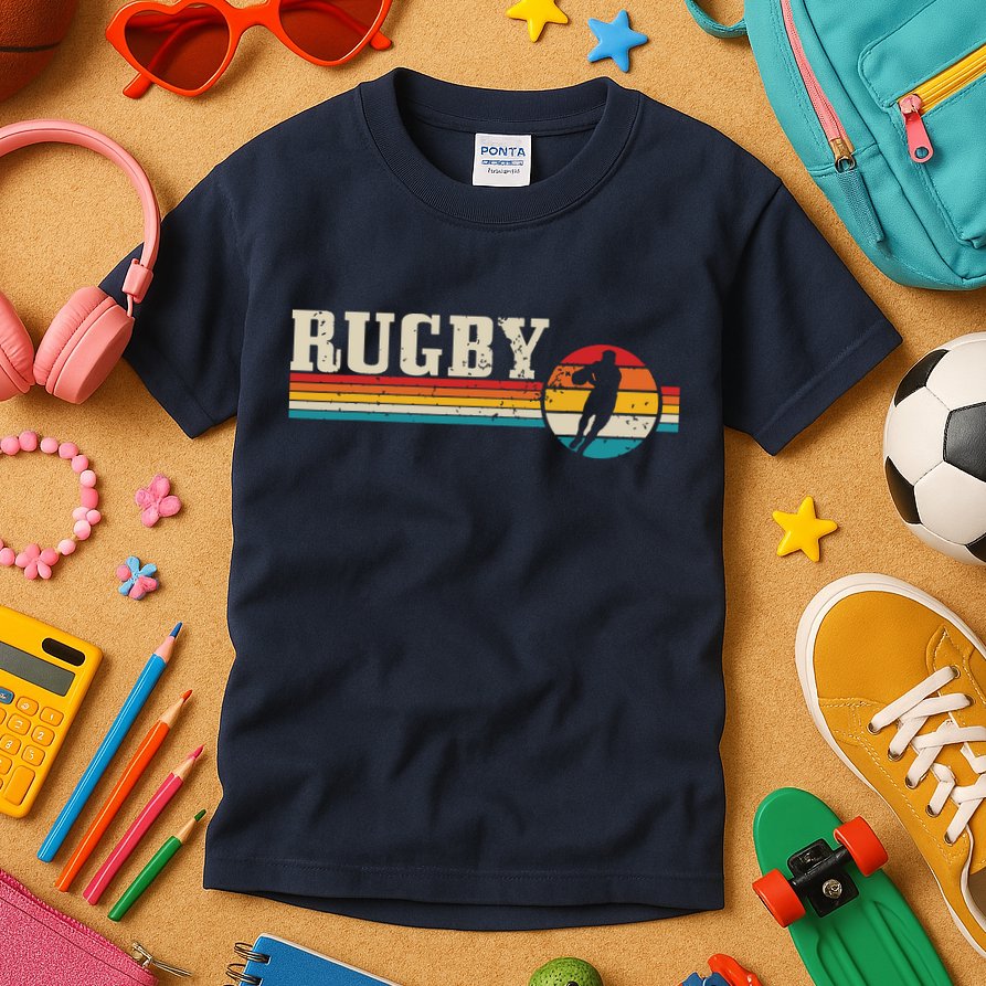 Vintage Rugby Player Sports Retro Men Boy Soccer Kids T-Shirt