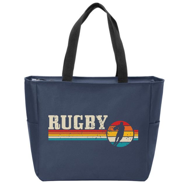 Vintage Rugby Player Sports Retro Men Boy Soccer Zip Tote Bag