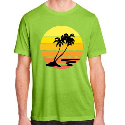 Vintage Retro Palm Tree Sunset Adult ChromaSoft Performance T-Shirt