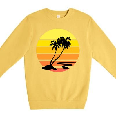 Vintage Retro Palm Tree Sunset Premium Crewneck Sweatshirt