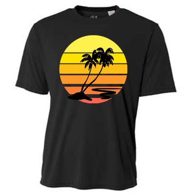 Vintage Retro Palm Tree Sunset Cooling Performance Crew T-Shirt