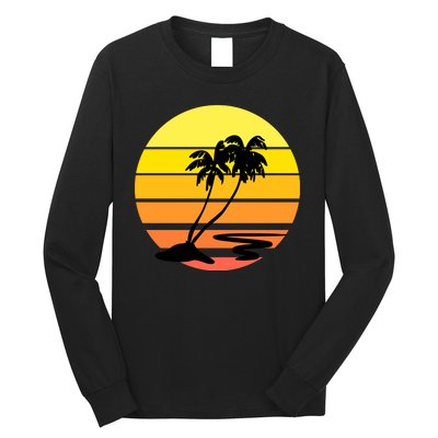 Vintage Retro Palm Tree Sunset Long Sleeve Shirt