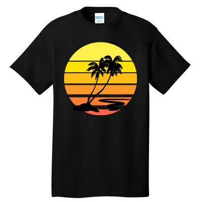 Vintage Retro Palm Tree Sunset Tall T-Shirt