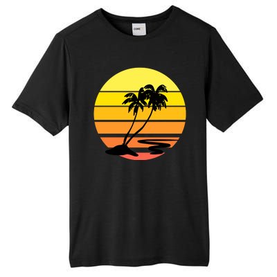 Vintage Retro Palm Tree Sunset Tall Fusion ChromaSoft Performance T-Shirt