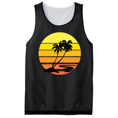 Vintage Retro Palm Tree Sunset Mesh Reversible Basketball Jersey Tank