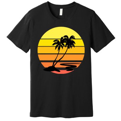 Vintage Retro Palm Tree Sunset Premium T-Shirt