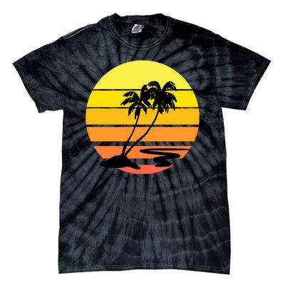 Vintage Retro Palm Tree Sunset Tie-Dye T-Shirt