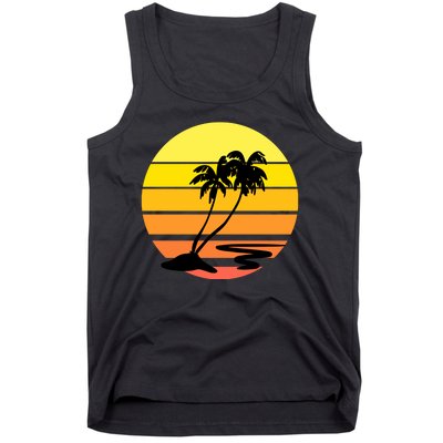 Vintage Retro Palm Tree Sunset Tank Top