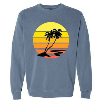 Vintage Retro Palm Tree Sunset Garment-Dyed Sweatshirt