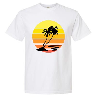 Vintage Retro Palm Tree Sunset Garment-Dyed Heavyweight T-Shirt