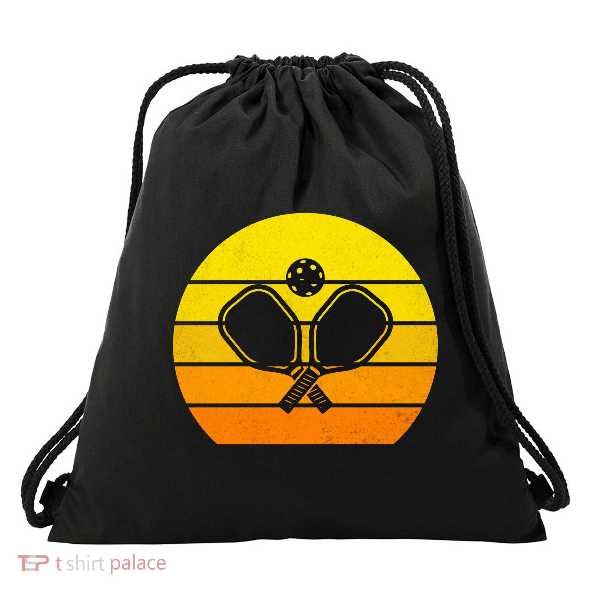 Vintage Retro Pickleball Drawstring Bag