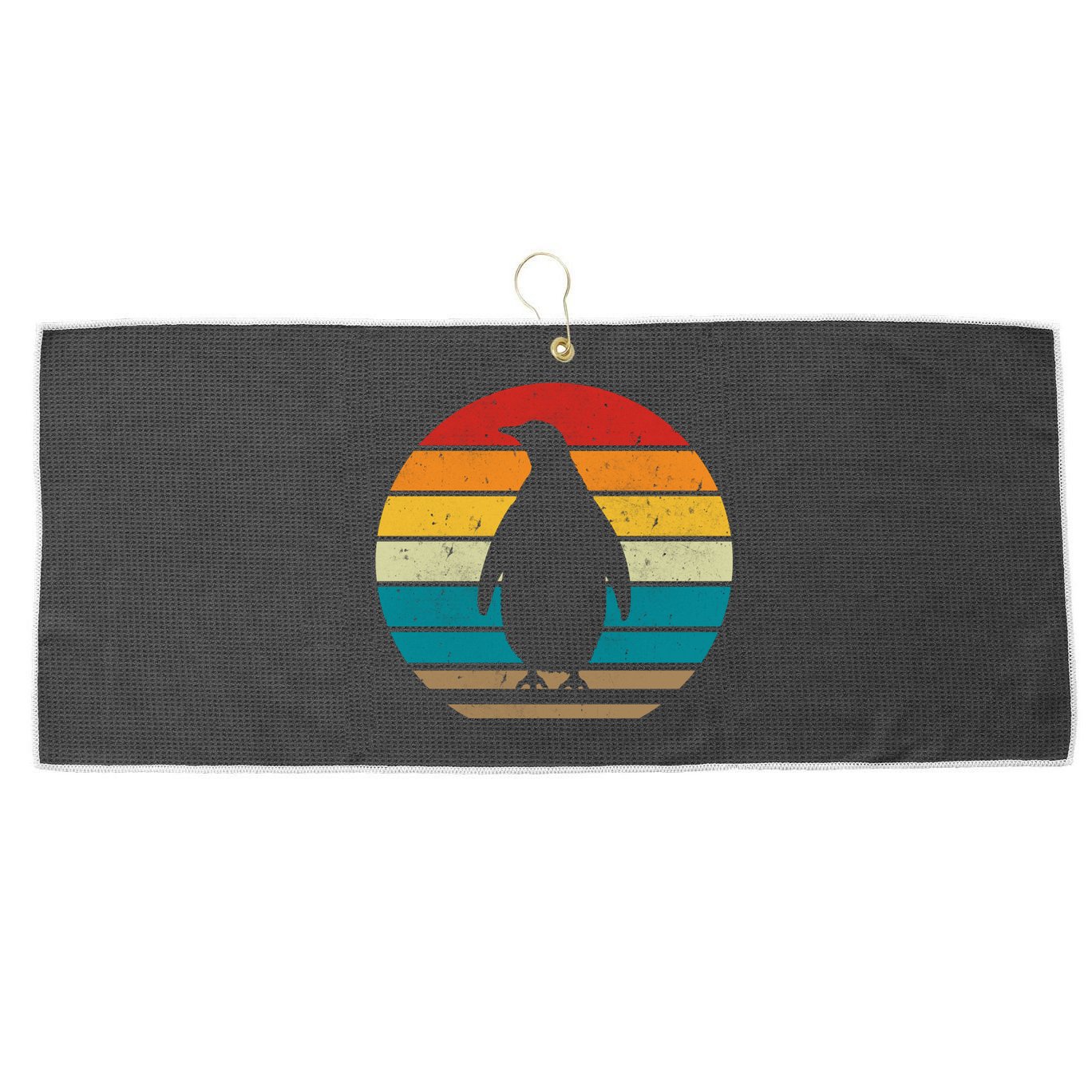 Vintage Retro Penguins Sunset 70s 80s 90s Penguins Party Gif Gift Large Microfiber Waffle Golf Towel