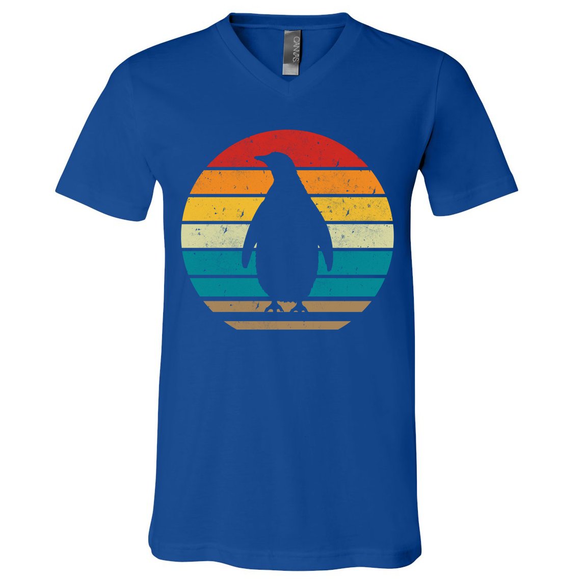 Vintage Retro Penguins Sunset 70s 80s 90s Penguins Party Gif Gift V-Neck T-Shirt