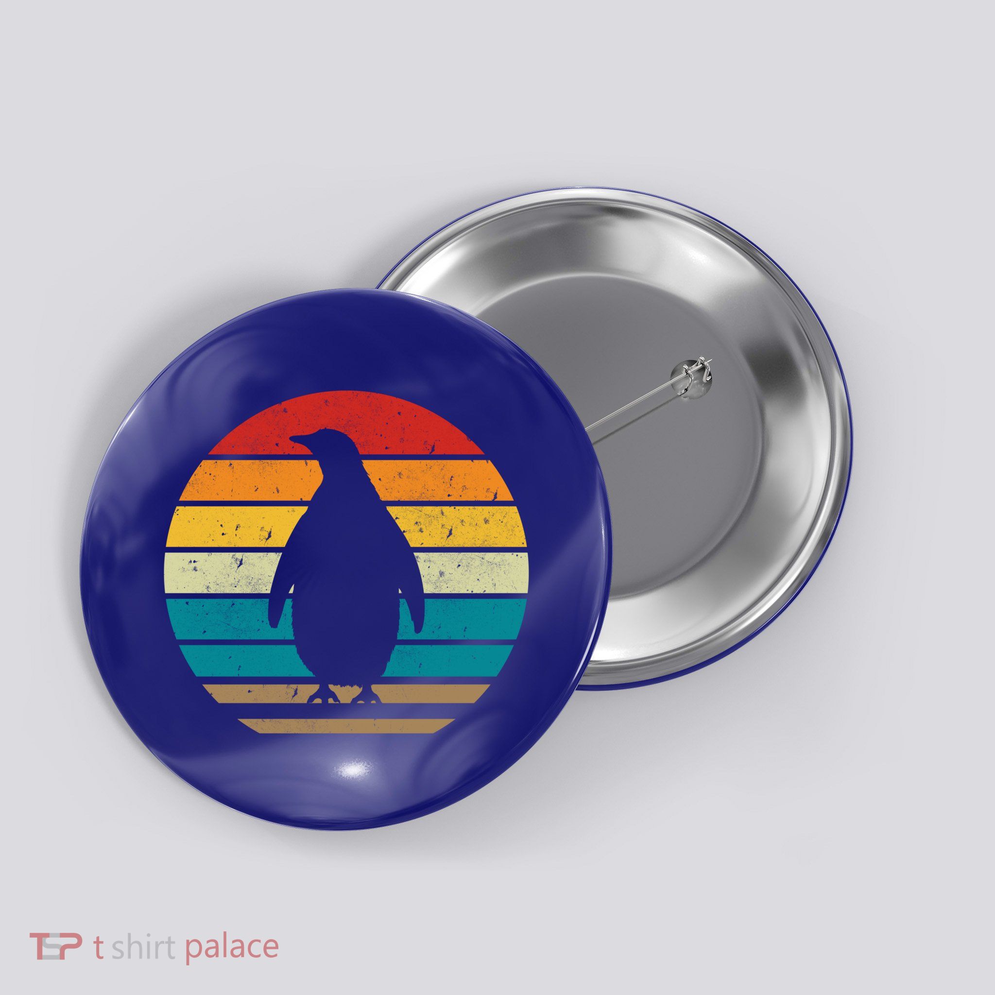 Vintage Retro Penguins Sunset 70s 80s 90s Penguins Party Gif Gift Button