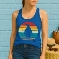 Vintage Retro Penguins Sunset 70s 80s 90s Penguins Party Gif Gift Womens Tank Top
