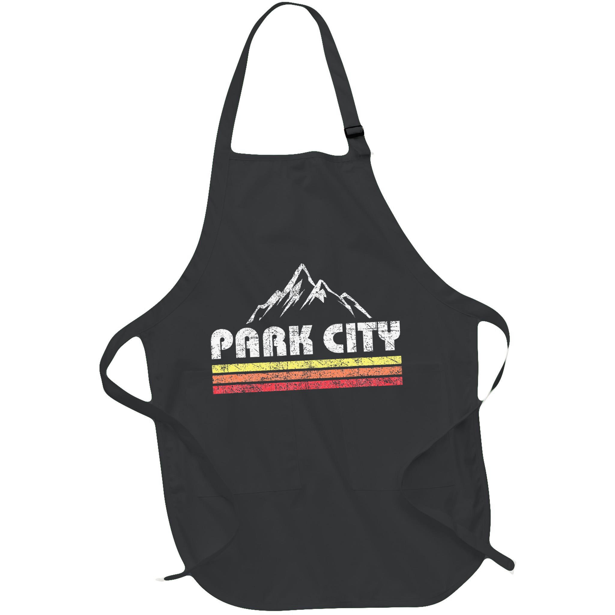 Vintage Retro Park City Utah Mountain Faded Bars Ski Sports Apron