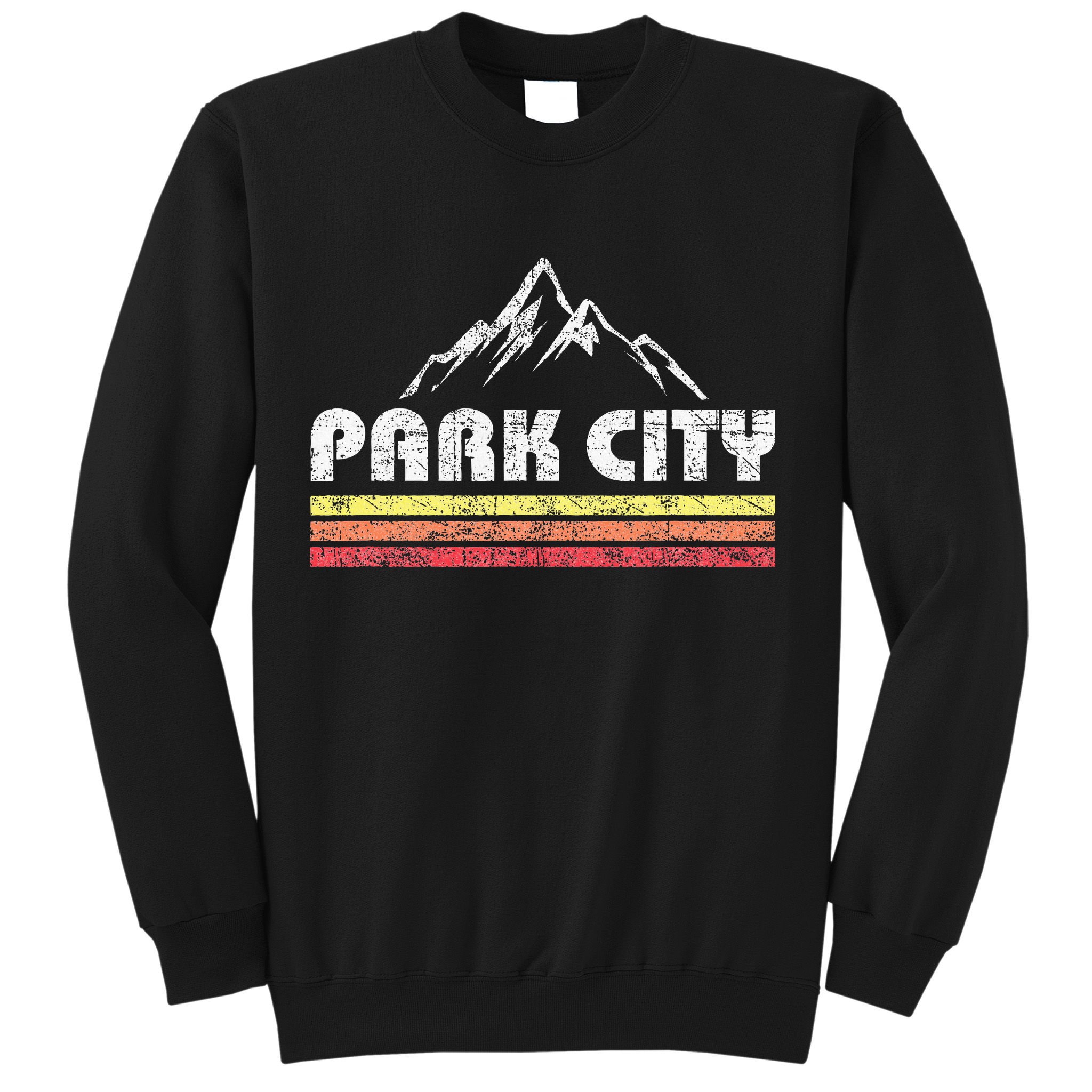 Vintage Retro Park City Utah Mountain Faded Bars Ski Sports Sweatshirt