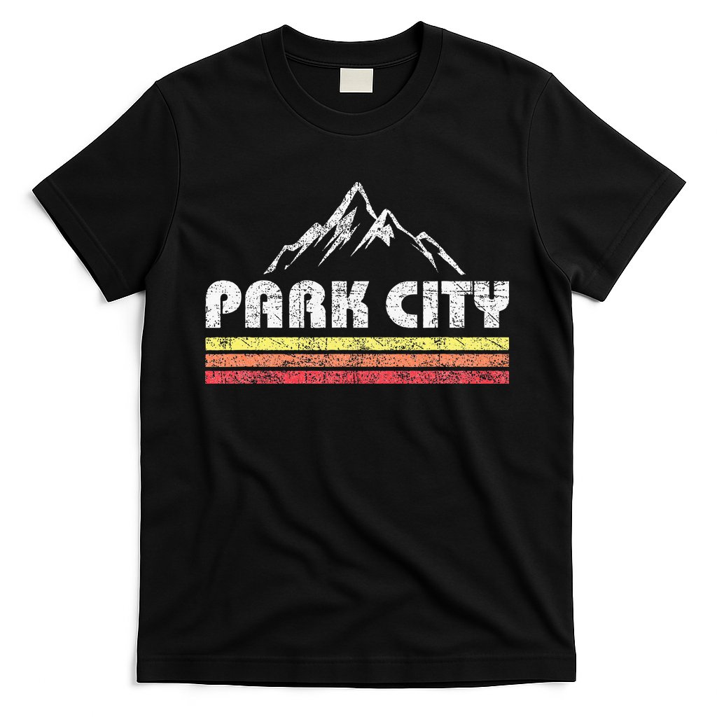 Vintage Retro Park City Utah Mountain Faded Bars Ski Sports T-Shirt