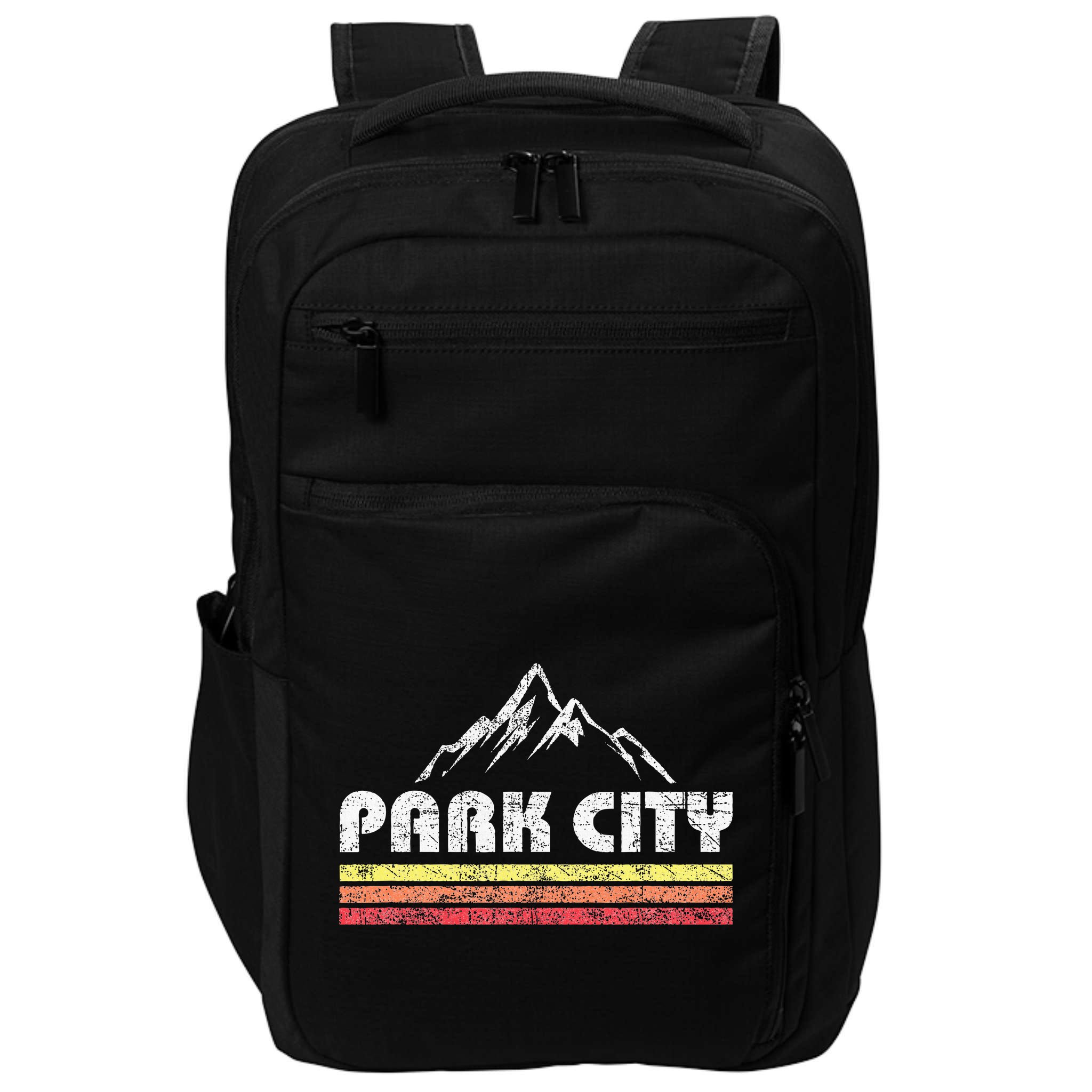 Vintage Retro Park City Utah Mountain Faded Bars Ski Sports Impact Tech Backpack