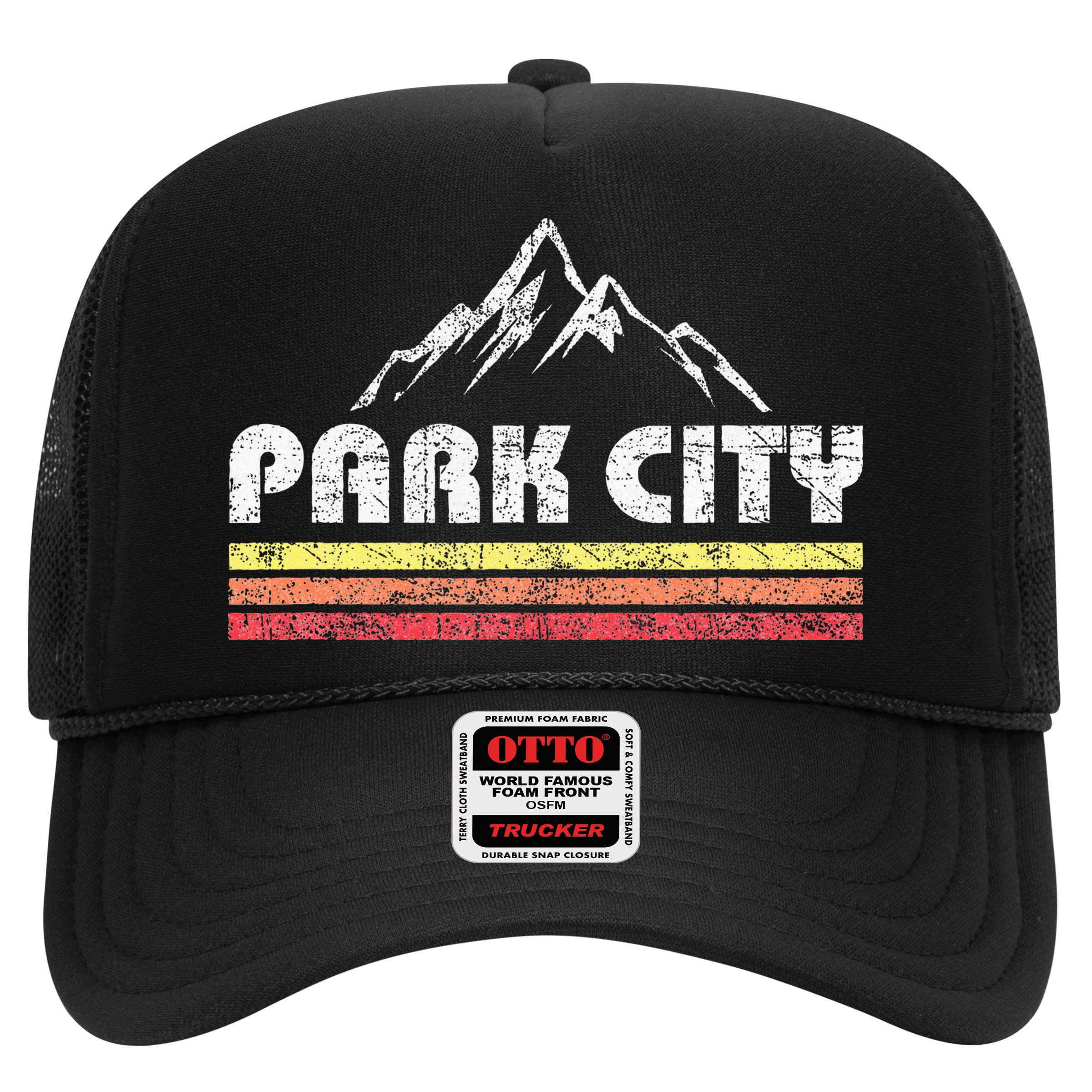 Vintage Retro Park City Utah Mountain Faded Bars Ski Sports Hat