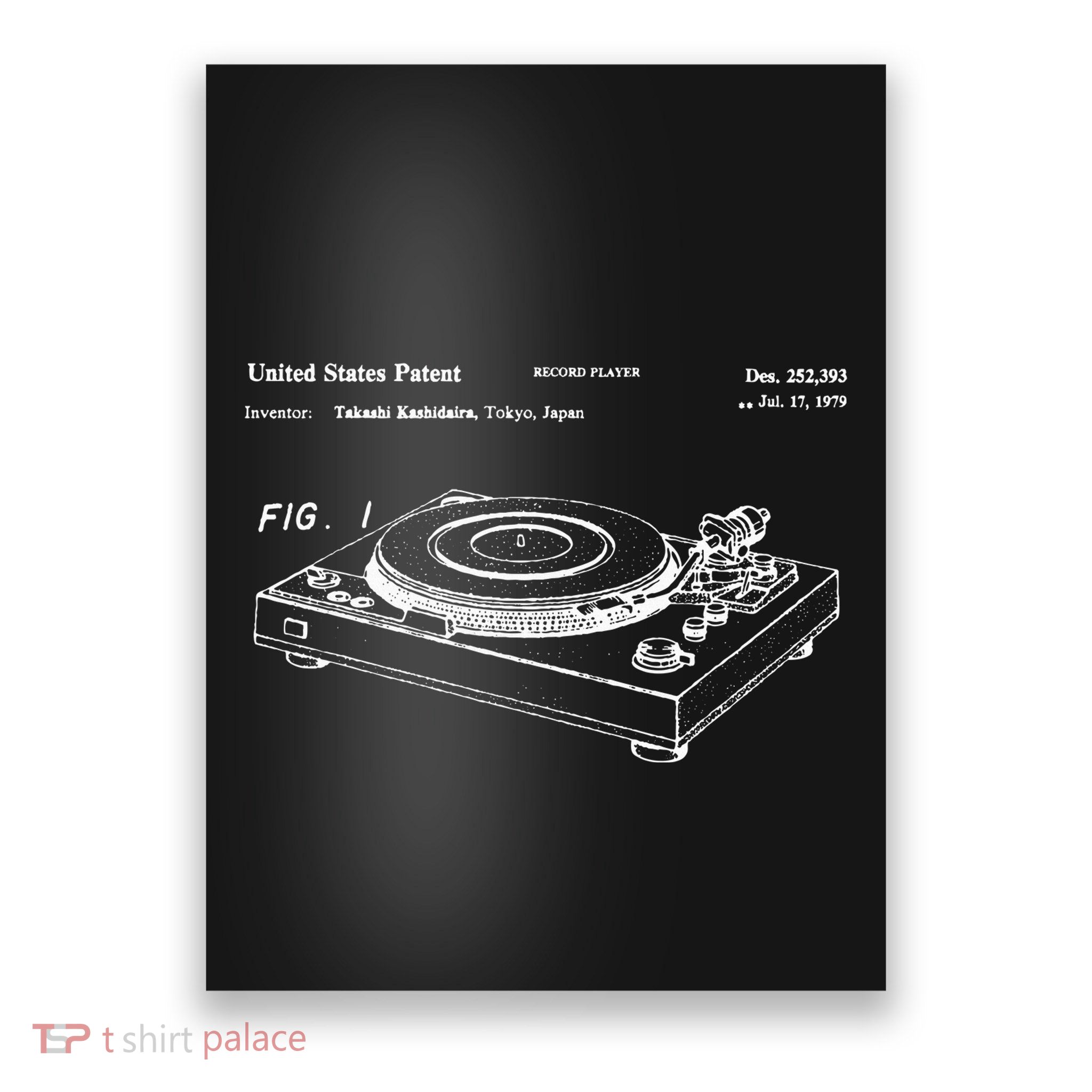 Vinyl Record Player Vintage Patent Blueprint Retro Dj Poster