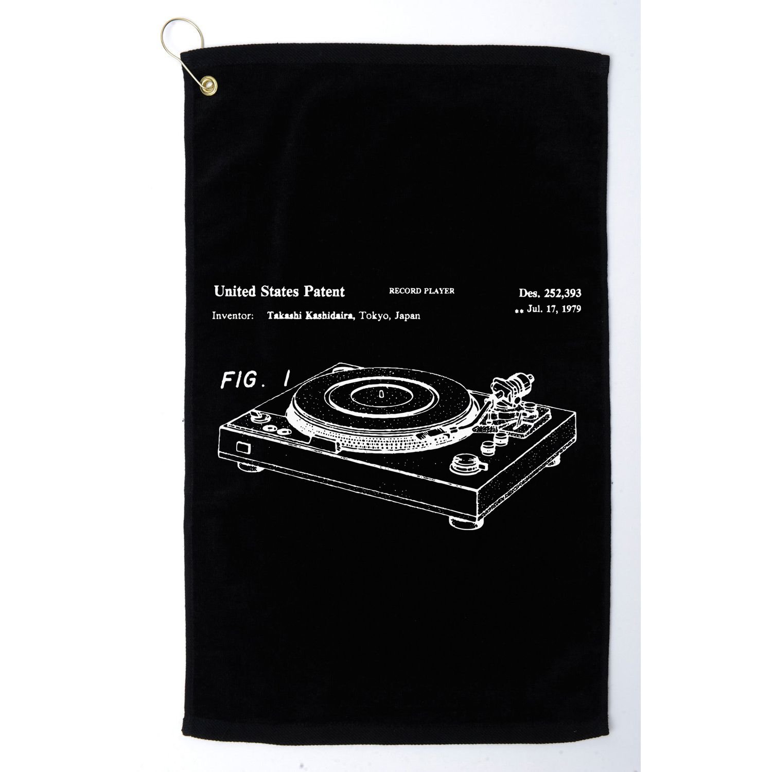 Vinyl Record Player Vintage Patent Blueprint Retro Dj Golf Towel