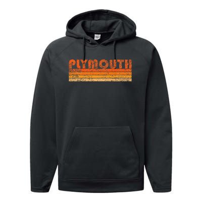 Vintage Retro Plymouth MA Performance Fleece Hoodie