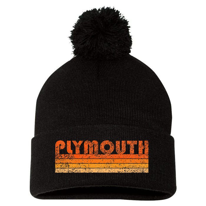 Vintage Retro Plymouth MA Pom Pom 12in Knit Beanie