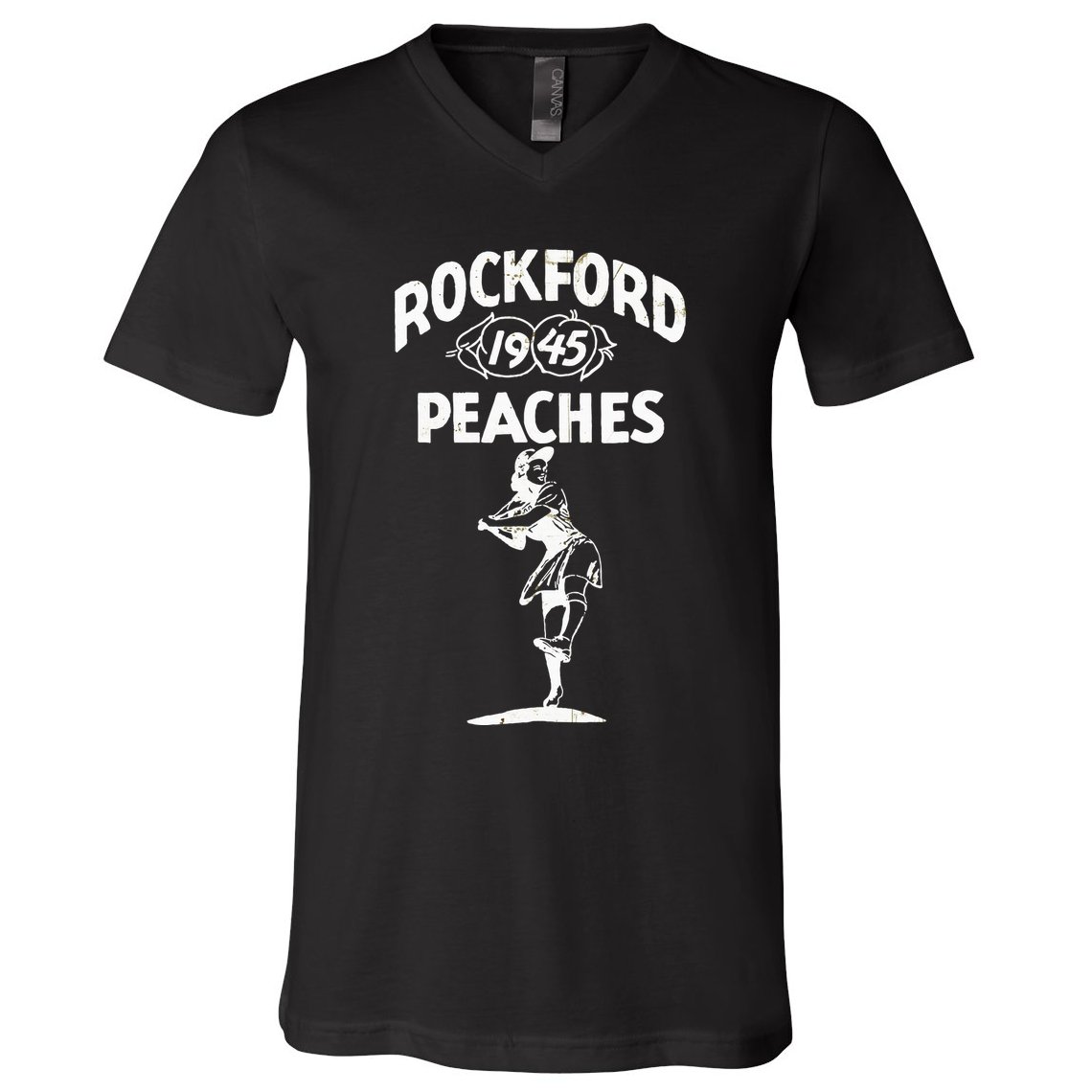 Vintage Rockford Peaches Promo V-Neck T-Shirt