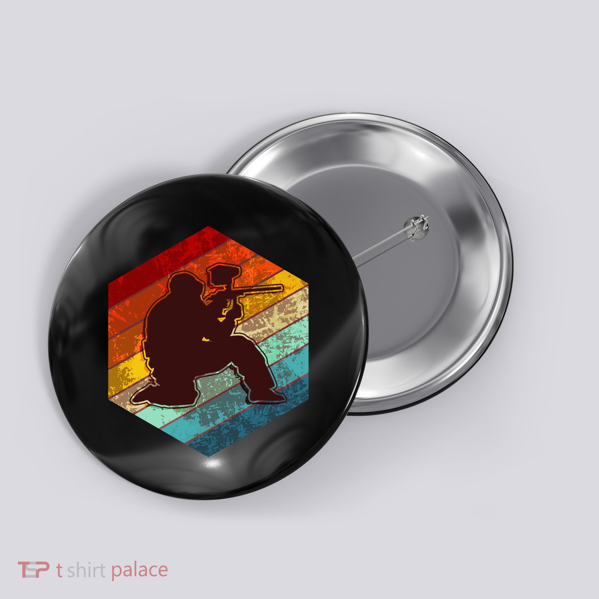 Vintage Retro Paintballer Button