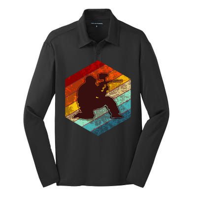 Vintage Retro Paintballer Silk Touch Performance Long Sleeve Polo