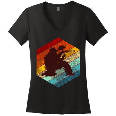 Vintage Retro Paintballer Women's V-Neck T-Shirt
