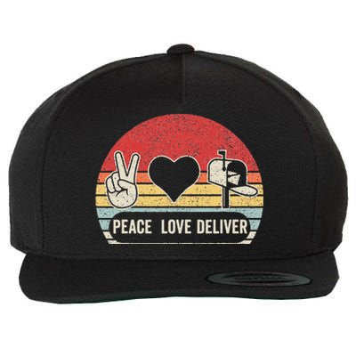 Vintage Retro Peace Love Deliver Post Box Cute Postal Worker Wool Snapback Cap