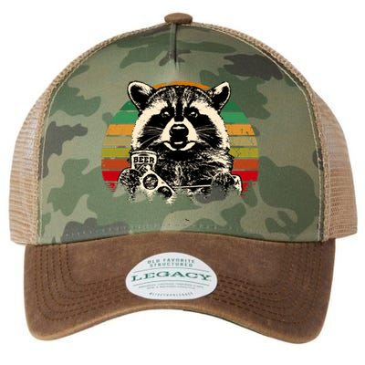 Vintage Raccoon Pizza And Beer Legacy Tie Dye Trucker Hat