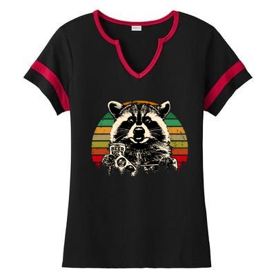 Vintage Raccoon Pizza And Beer Ladies Halftime Notch Neck Tee